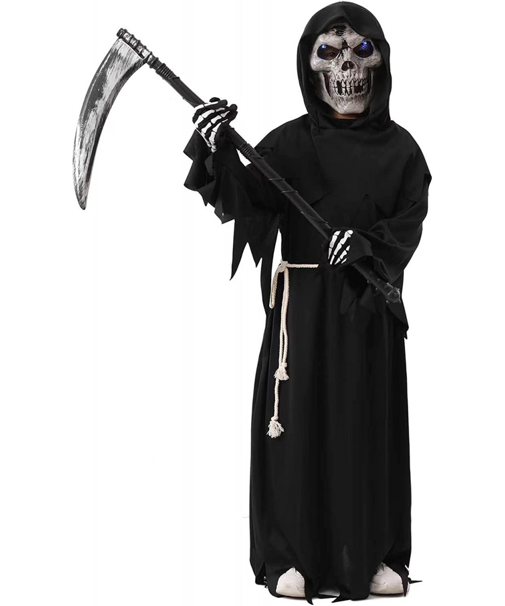 Grim Reaper Halloween Costume for Kids Scream Costume with Light Up Red Eyes $48.20 Kids' Costumes