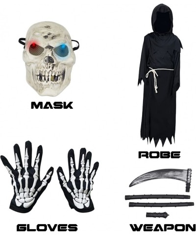 Grim Reaper Halloween Costume for Kids Scream Costume with Light Up Red Eyes $48.20 Kids' Costumes