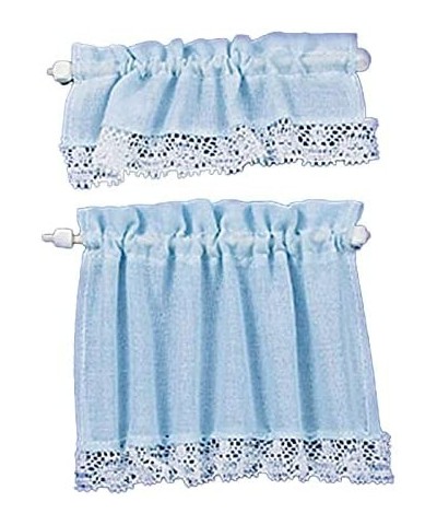 Melody Jane Dollhouse Blue Curtain & Pelmet Set on Rails Miniature 1:12 Window Accessory $32.16 Dollhouse Accessories