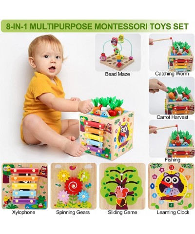 8 in 1 Activity Cube for 1 2 3 4 Year Old Boys and Girls Wooden Montessori Toys for Baby Educational Learning Toys for Toddle...