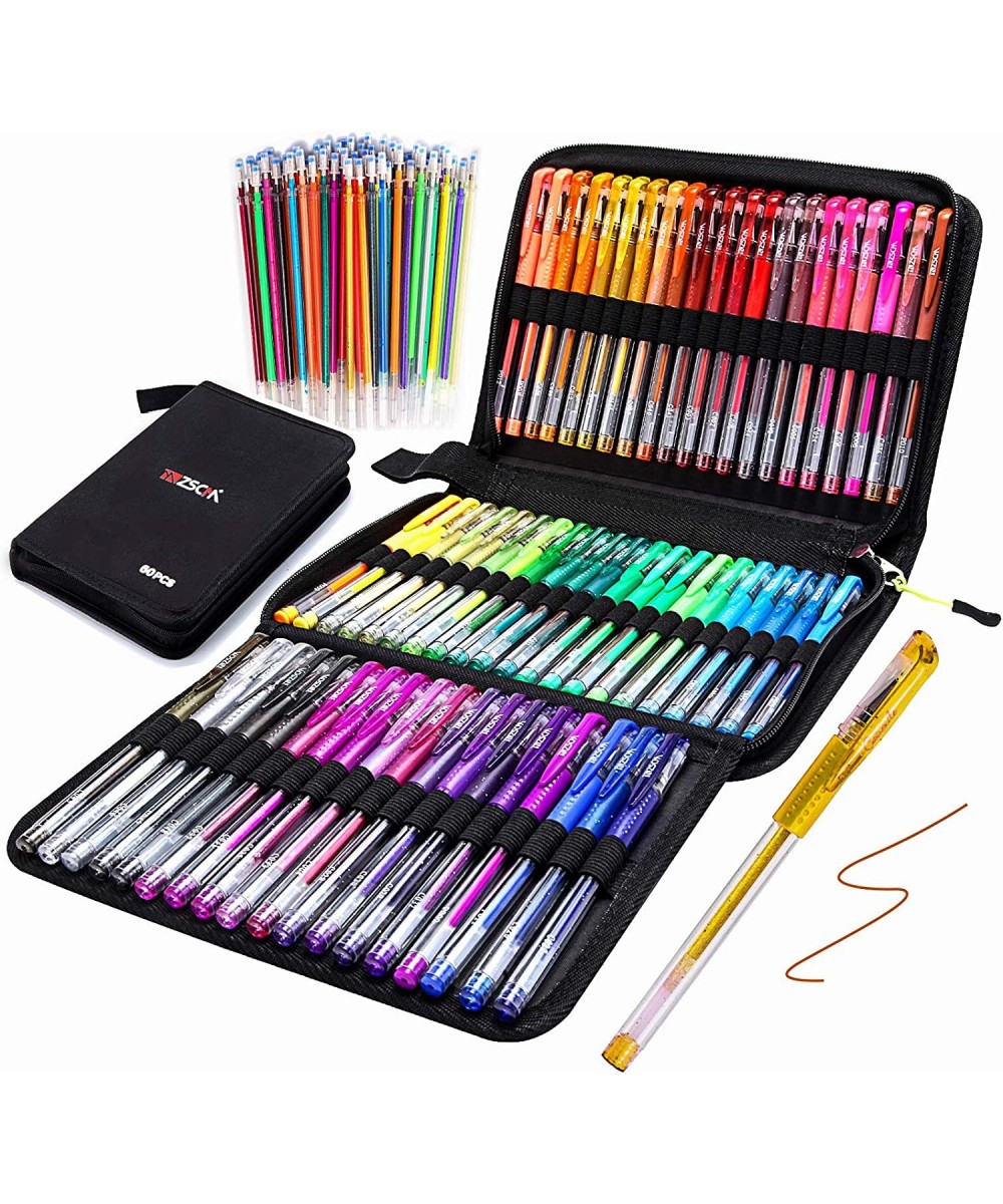 ZSCM Gel Pens for Adult Coloring Books Glitter Neon Gel Pens Set Include 60 Colors Gel Marker Pens 60 Matching Color Refills ...