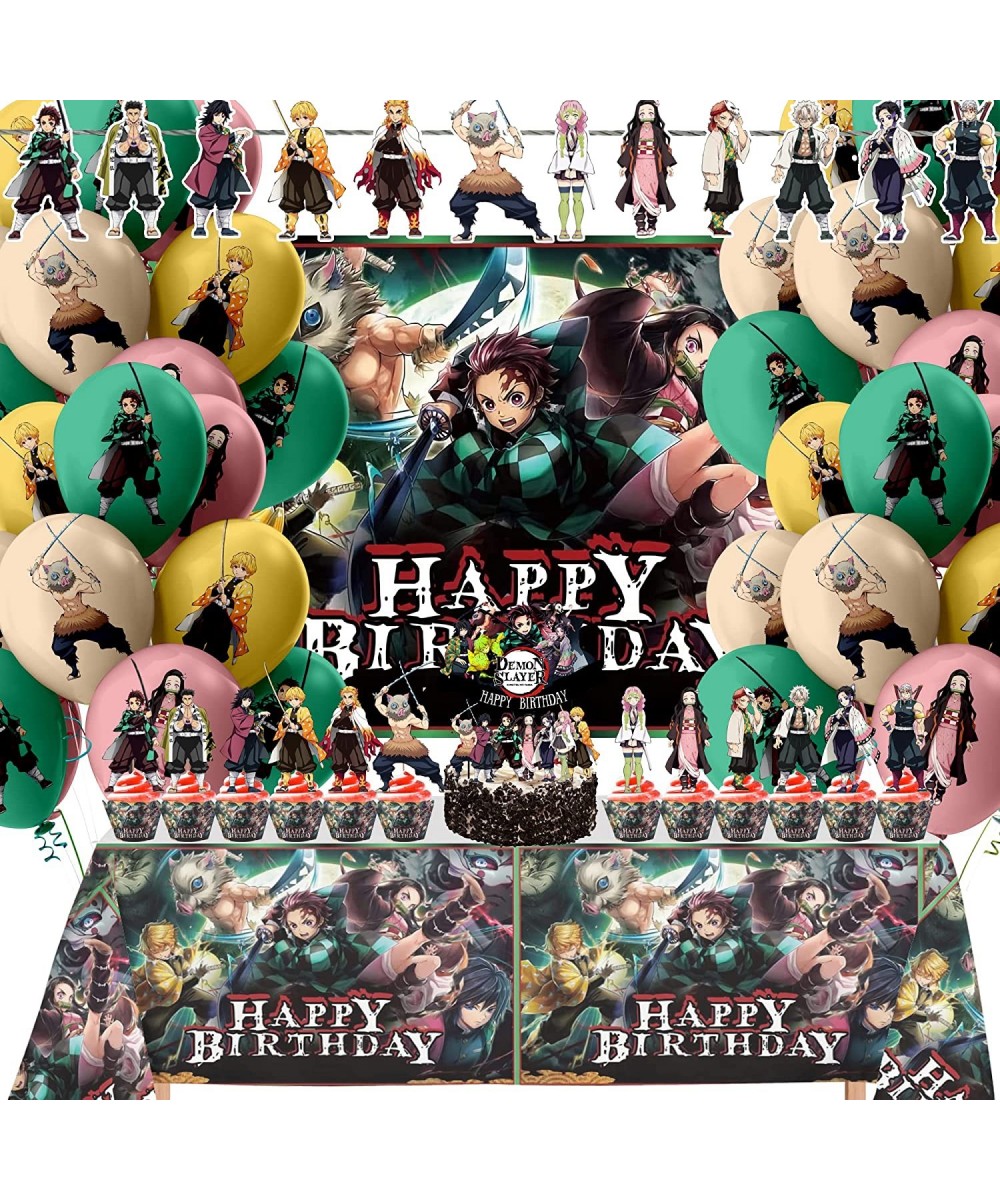 Party Supplies For Demon Slayer Includes Backdrop - Cake Topper - 24 Cupcake Toppers - 20 Balloons - Table Cloth - Banner $33...