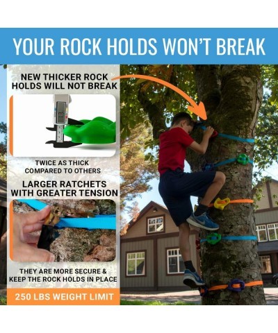 Hyponix Ninja Tree Climbing Kit – 16 Rock Climbing Holds & 8 Ratchets – Reinforced Rock Climbing Holds - Sets up Within Minut...