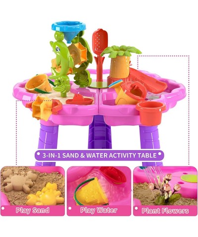 3-in-1 Sand Water Table for Kids Summer Toys Activity Table Sandbox Toy Sensory Table 28PCS Outdoor Toy Beach Play Table with...