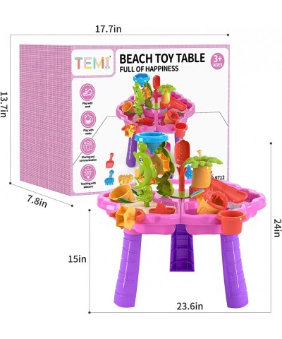 3-in-1 Sand Water Table for Kids Summer Toys Activity Table Sandbox Toy Sensory Table 28PCS Outdoor Toy Beach Play Table with...