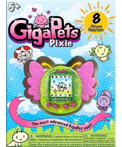 Giga Pets Pixie Virtual Pet Electronic Toy (Green) Upgraded Nostalgic 90s Toy 8 Different Pixie Evolutions Collect Elements C...