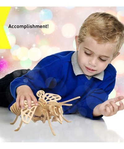 3D Puzzle Honeybee Wood Craft Construction Model Kit Unique & Educational DIY Wooden Insect Toy Assemble Bee Model Unfinished...