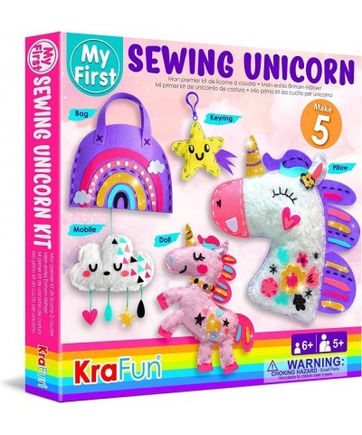 My First Unicorn Kids Sewing kit Beginner Arts & Crafts Make 5 Cute Projects with Plush Stuffed Animal Pillow Mobile Keyring ...