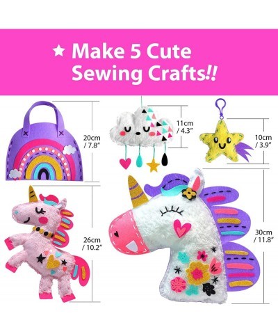 My First Unicorn Kids Sewing kit Beginner Arts & Crafts Make 5 Cute Projects with Plush Stuffed Animal Pillow Mobile Keyring ...