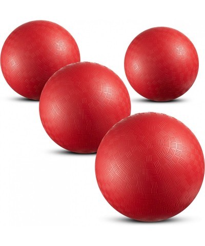 Playground Balls Bulk - 9 Inch (Pack of 4) Red Rubber Bouncy Inflatable Balls with Air Pump for Kids & Adults Indoor & Outdoo...