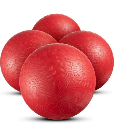 Playground Balls Bulk - 9 Inch (Pack of 4) Red Rubber Bouncy Inflatable Balls with Air Pump for Kids & Adults Indoor & Outdoo...