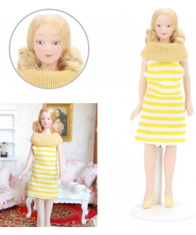 1:12 Mini Blonde Hair Dolls Action Figures Dollhouse Accessories Scenes Miniature Model Role Playing Game Supplies Pretend Pl...