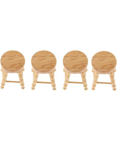 4-Piece 1:12 Wooden Bar Stool Dollhouse Miniature Furniture Accessories $19.04 Dollhouse Accessories