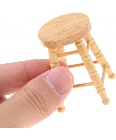 4-Piece 1:12 Wooden Bar Stool Dollhouse Miniature Furniture Accessories $19.04 Dollhouse Accessories