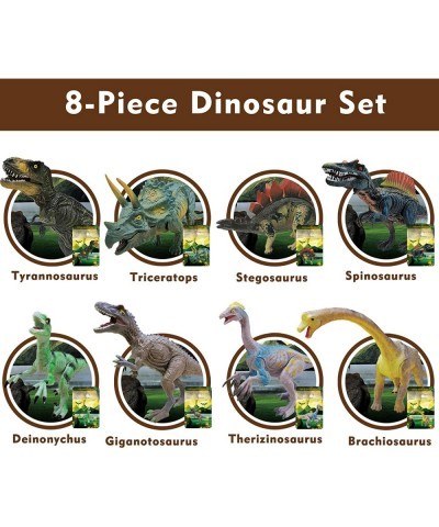 Dinosaur Figures Toy with info Card 8 Pack Realistic Jurassic Dino Set 5.1"-9.4" inch Action Figurines Playset for 3 4 5 6 Ye...