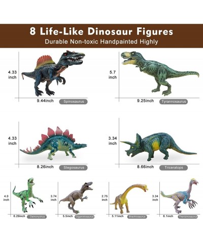 Dinosaur Figures Toy with info Card 8 Pack Realistic Jurassic Dino Set 5.1"-9.4" inch Action Figurines Playset for 3 4 5 6 Ye...