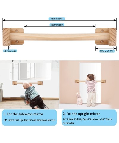 Montessori Wooden Pull Up Bar for Infants 24 Inch Adjustable Infant Pull Up Bar Help Babies Exercise Balance and Coordination...