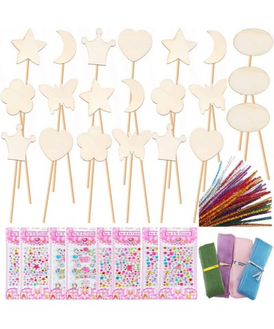 Wooden DIY Fairy Wand 83 Pcs Princess Wands Kit Include 21 Wooden Wands 8 Gem Stickers 50 Pipe Cleaners Make Your Own Princes...