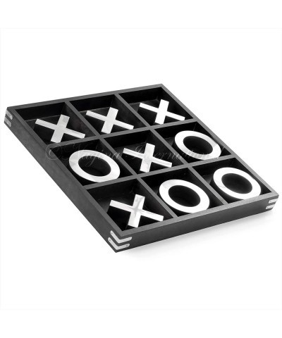 14" Large Elegant Premium Black Tic Tac Toe Board Game for Adults & Kids | Wooden Puzzle Game | Coffee Table Wooden Decor & G...