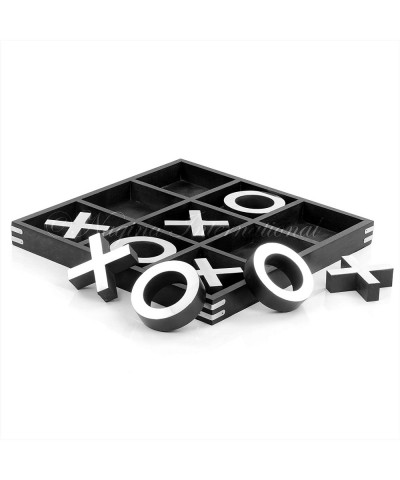 14" Large Elegant Premium Black Tic Tac Toe Board Game for Adults & Kids | Wooden Puzzle Game | Coffee Table Wooden Decor & G...