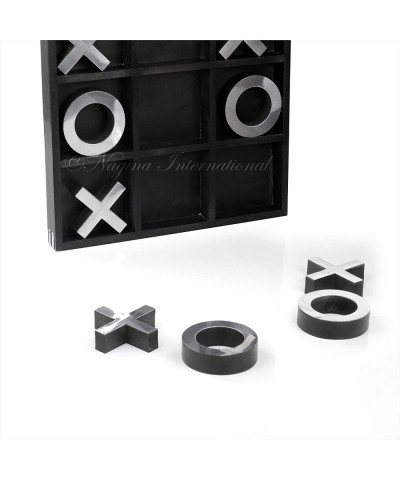 14" Large Elegant Premium Black Tic Tac Toe Board Game for Adults & Kids | Wooden Puzzle Game | Coffee Table Wooden Decor & G...