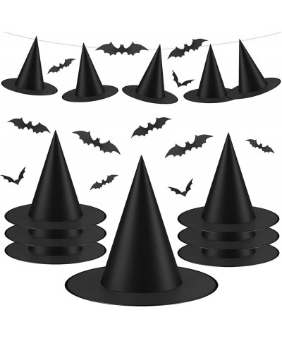 12PCS Halloween Witch Hat for Halloween Party Favors Cosplay Costume Accessory Black Witch Hats with 12PCS 3D Bats Stickers a...