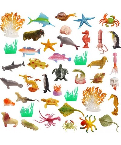 42pcs Plastic Ocean Animals Toys Small Realistic Mini Sea Creature Figure Toys Fake Under the Sea Creatures Bath Toys for Kid...