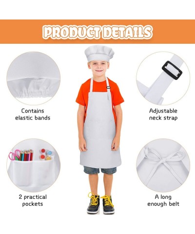 40 Pcs Kids Apron Chef Hat Set Boys Girls Aprons Chef Apron Hats Bulk for Cooking Painting Children's Bib Apron 7-13 Years $8...