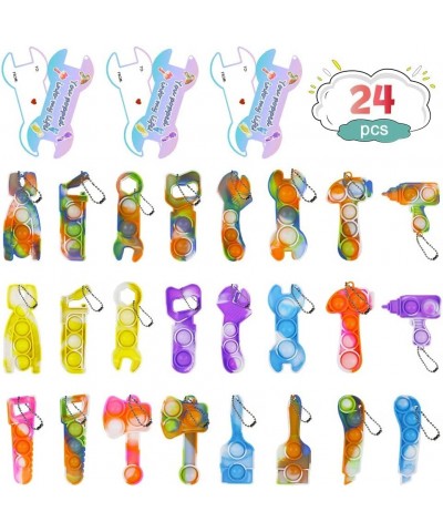 24 Pcs Mini Tools Pop Bubble Fidget Toy Bulk with 24 Pcs Cards Anxiety Stress Relief Pop Keychain Pack Toys Set Pop Bubble Mi...