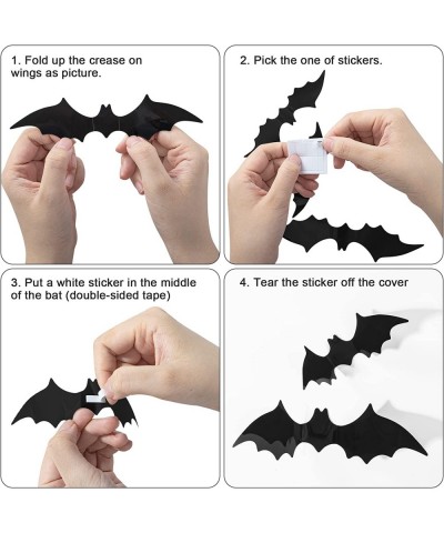 12PCS Halloween Witch Hat for Halloween Party Favors Cosplay Costume Accessory Black Witch Hats with 12PCS 3D Bats Stickers a...