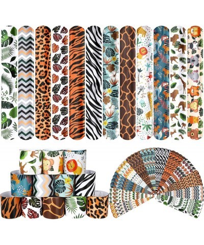 Jungle Safari Party Favors 48 PCS Wide Animal Print Slap Bracelets Wristbands for Kids Boys Girls Jungle Forest Theme Birthda...