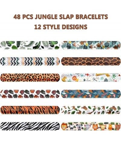 Jungle Safari Party Favors 48 PCS Wide Animal Print Slap Bracelets Wristbands for Kids Boys Girls Jungle Forest Theme Birthda...