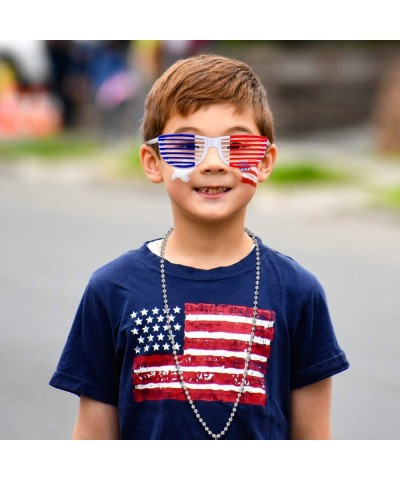 18 Pack 4th of July Bead Necklaces Patriotic Metallic Beaded Necklaces with USA Hat American Flag and Star Pendants Independe...