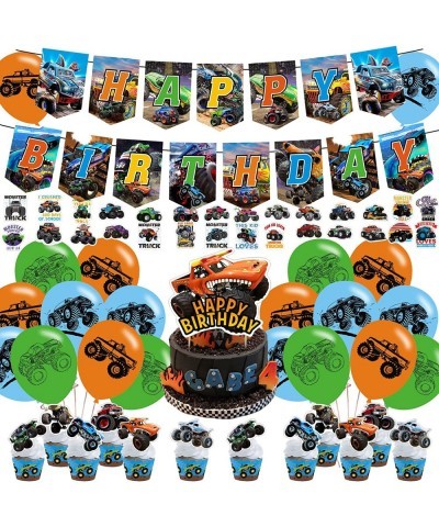 Monster Truck Birthday Party Decorations Monster Truck Party Supplies Monster Jam Supplies Includes Happy Birthday Banner Sti...