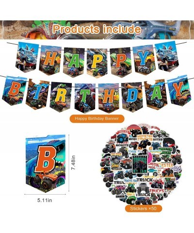 Monster Truck Birthday Party Decorations Monster Truck Party Supplies Monster Jam Supplies Includes Happy Birthday Banner Sti...