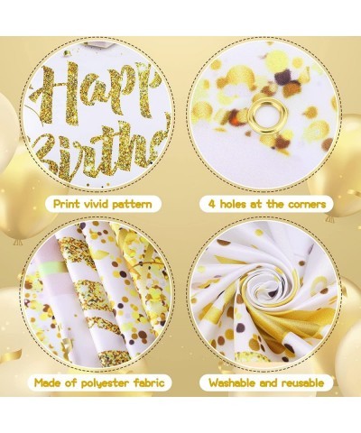 Gold White Birthday Party Decorations Banner Gold and White Happy Birthday Door Banner Large Gold White Birthday Door Cover B...