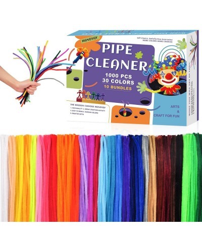 1000 Pieces Pipe Cleaners Assorted 30 Colors of Craft Chenille Stems-Multicolored Pipe Cleaner for Craft Supplies & DIY Art C...