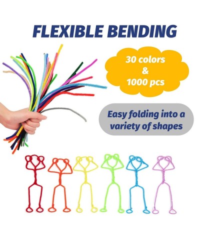 1000 Pieces Pipe Cleaners Assorted 30 Colors of Craft Chenille Stems-Multicolored Pipe Cleaner for Craft Supplies & DIY Art C...