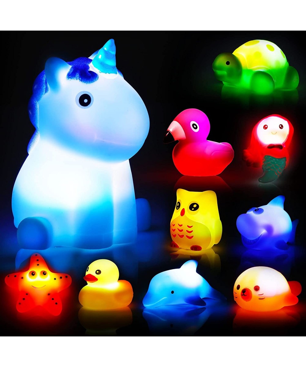 16 Pcs Bath Toys Light up Floating Rubber Animal Toys Set Bathtub Toys Light up Pool Toys for Girls Boys Bathroom Bath Shower...