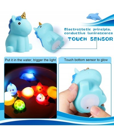 16 Pcs Bath Toys Light up Floating Rubber Animal Toys Set Bathtub Toys Light up Pool Toys for Girls Boys Bathroom Bath Shower...