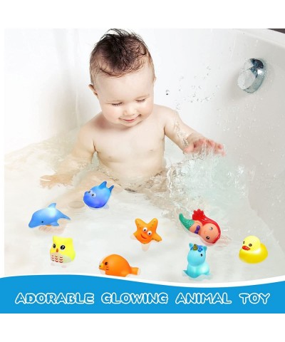 16 Pcs Bath Toys Light up Floating Rubber Animal Toys Set Bathtub Toys Light up Pool Toys for Girls Boys Bathroom Bath Shower...