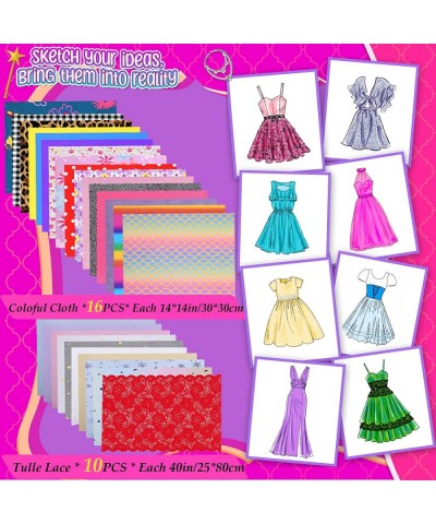 400+Pcs Girls Fashion Design Kids Sewing Craft Kit for Making 60 Pack Doll Cloth Accessories Dress Up Art Crafts for Girl Age...