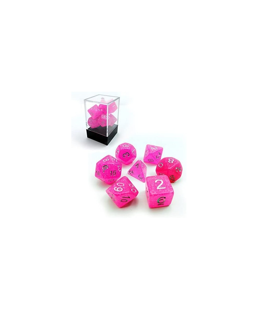 Bescon Intensive Glitter Dice 7pcs Set Pink Princess Novelty RPG Dice Set d4 d6 d8 d10 d12 d20 d% Brick Box Packaging $16.91 ...