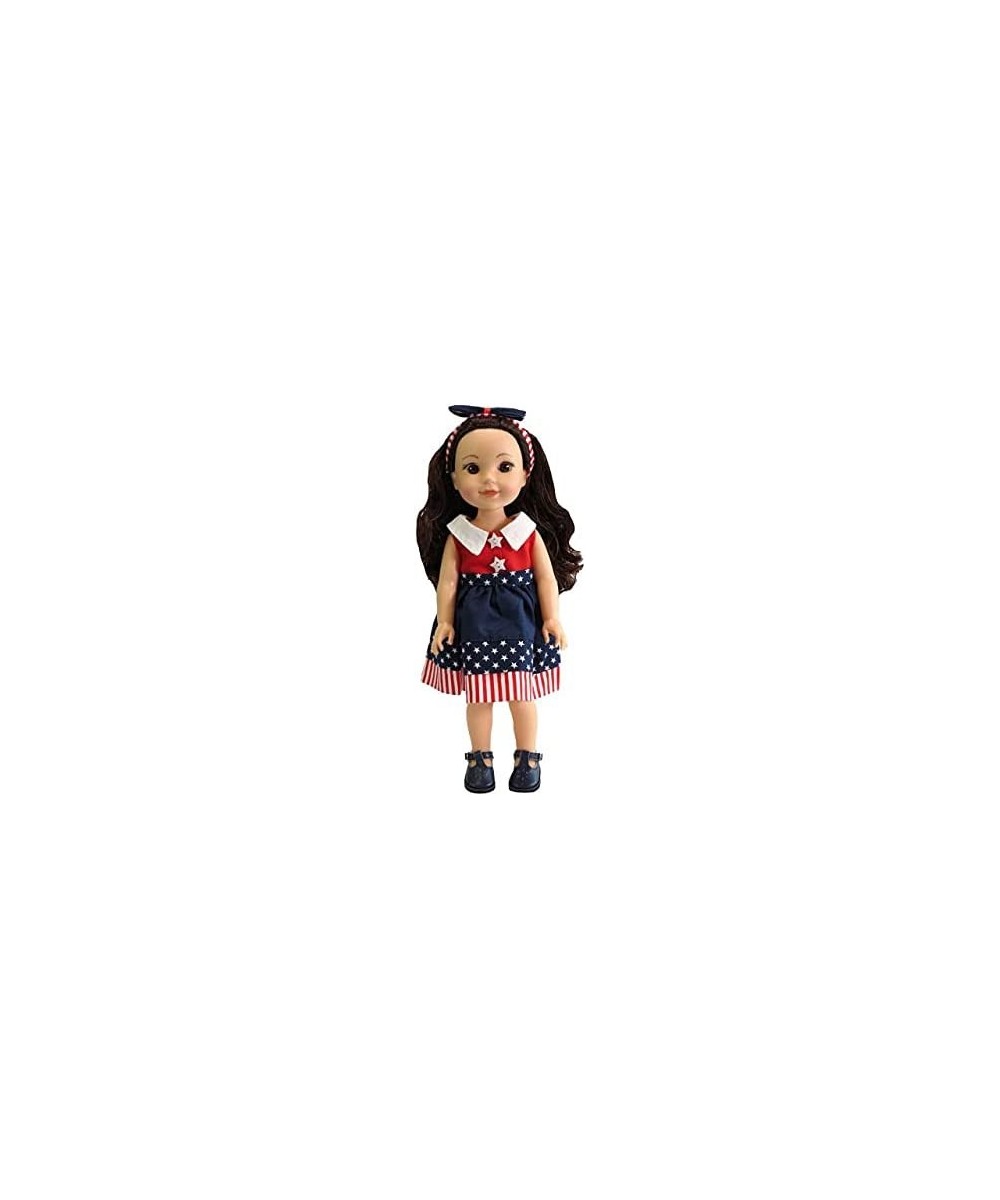 Stars and Stripes Fourth of July Dress Made for 14 inch Dolls Compatible with Wellie Wishers $20.94 Doll Accessories