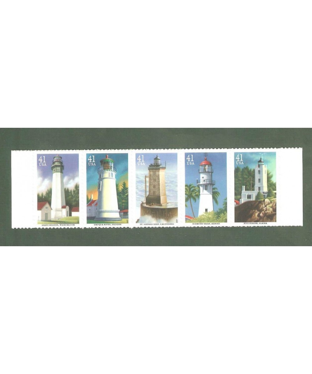 2007 PACIFIC LIGHTHOUSES 4150a Strip of 5 x 41 cents US Postage Stamps $18.19 Collectibles Display & Storage