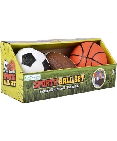 Sports Ball Set with 3 Balls Includes Kids’ Basketball Football and Soccer Ball Durable PVC Sports Balls for Kids Great as Sp...