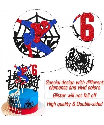 Spider 6th Cake Topper Spider Birthday Cake Decoration Spider Happy Birthday Cake Decor for Men Boy Children Bday Party Suppl...