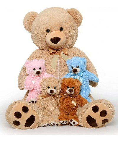 41Inches Brown Giant Teddy Bear with 4 Baby Bears Inside Its Zipper Belly Big Stuffed Animal Plush Soft Bear Gifts for Kids o...