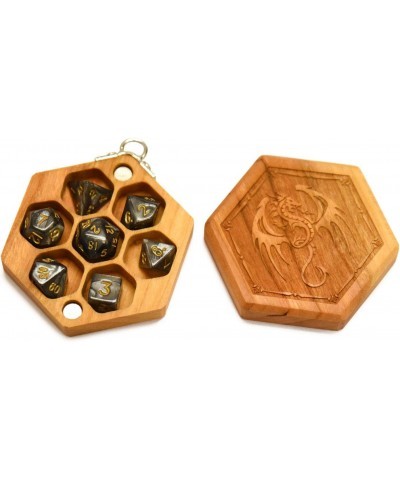 Keychain Hex Dice Wood Chest with Magnetic Lid - Perfect for DND Magic The Gathering Dice Counters and Any Other Tabletop Gam...