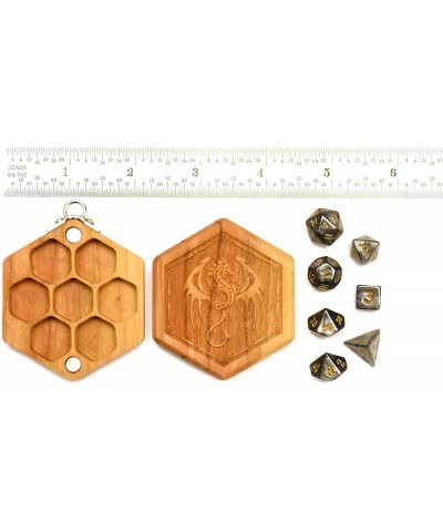 Keychain Hex Dice Wood Chest with Magnetic Lid - Perfect for DND Magic The Gathering Dice Counters and Any Other Tabletop Gam...